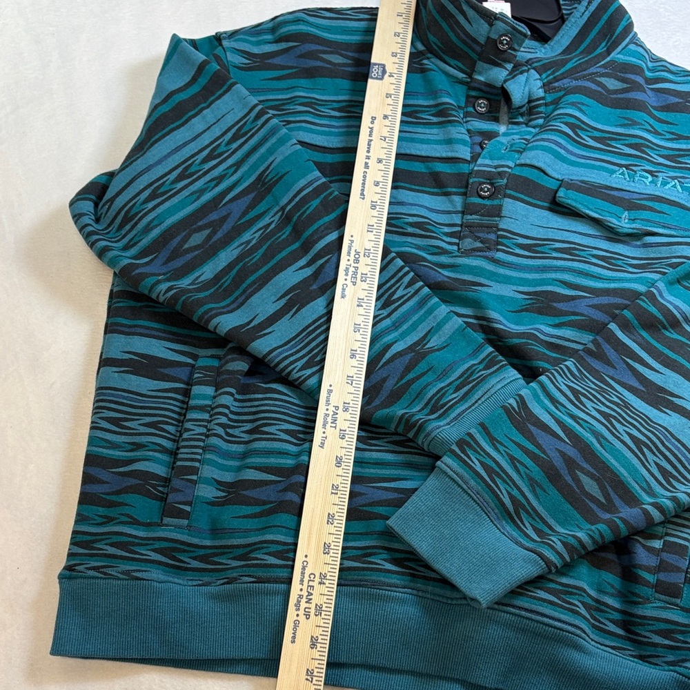 Ariat Teal and Black Patterned Pullover - image 5